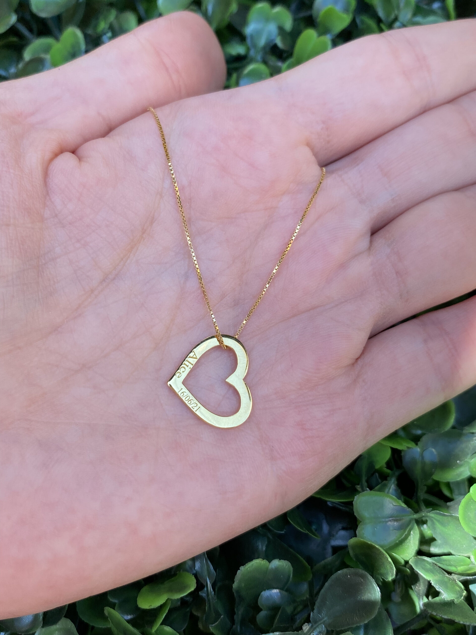 Pingente coração com nome em ouro 18k - Imagem 3