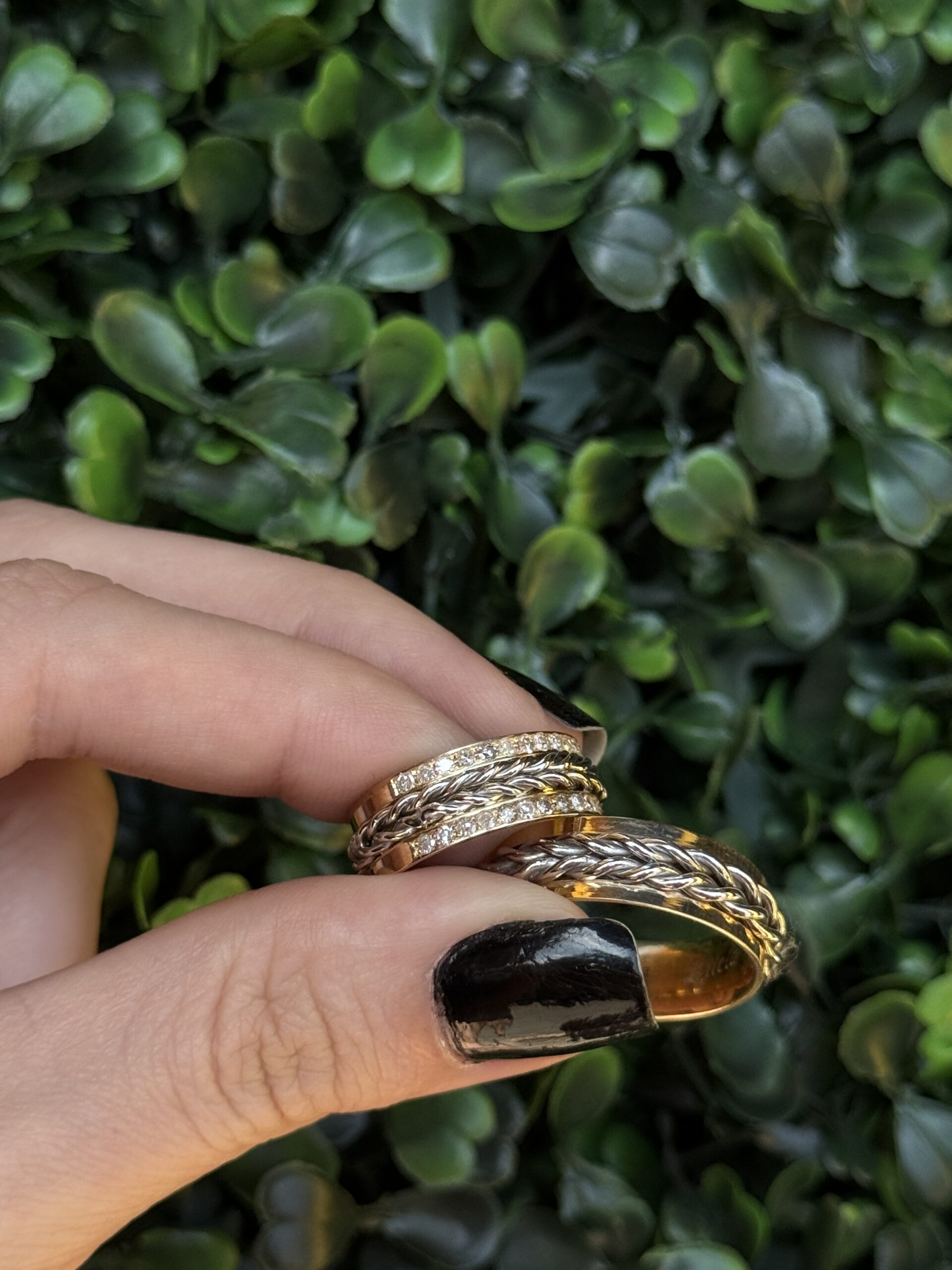 Par de aliança 7mm em ouro com trança - Imagem 3